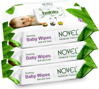 NOVEL Baby wipes with Lid (pack of 3) (92 +20 supercoin)