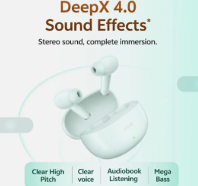 [New Launch] vivo Buds, 50Hrs Playback, Spatial Audio, Dual-Mic AI ENC, Dual-Device Pairing Bluetooth Headset
