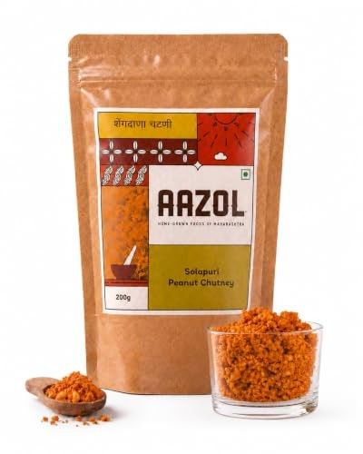 Aazol Solapuri Peanut Chutney - 200g | Mungfali/Shengdana Chutney | Authentic Solapuri Recipe | Spicy & Crunchy | Ready to Eat