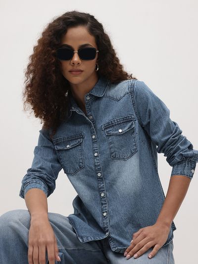 Buy The Roadster Life Co. Women Pure Cotton Denim Shirt - Shirts for Women 37961043 | Myntra