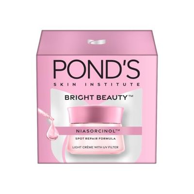 Pond's Bright Beauty Light Cream with UV Filter | Niasorcinol | 100x Better than Vitamin C | Niacinamide | Fades Dark Spots, Brightens Skin, 50g