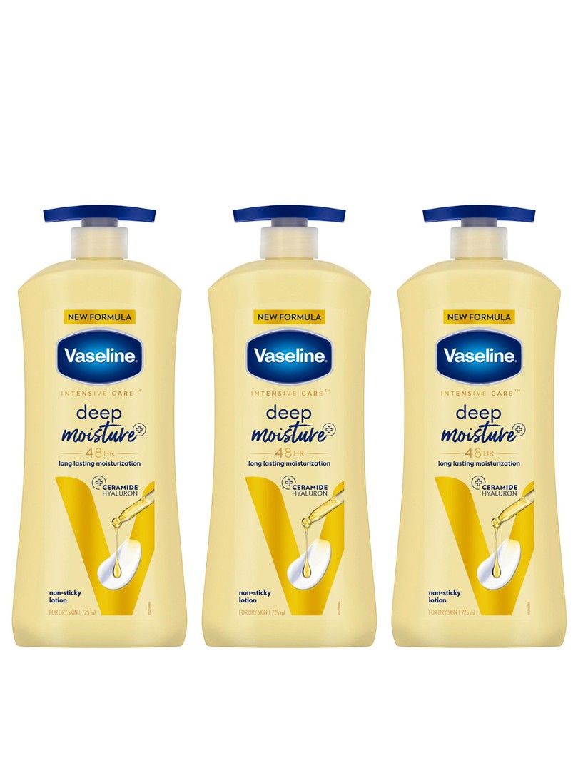 Buy Vaseline Set Of 3 Deep Moisture Body Lotion With Ceramide Hyaluron 725 Ml Each - Body Cream And Lotion for Unisex 38732357 | Myntra