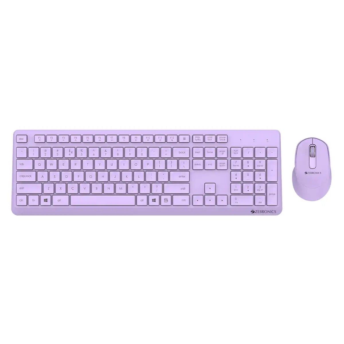 Zebronics Companion 200 Wireless Combo With Silent Operation Mouse, Full Size Keyboard (Purple) 1 set