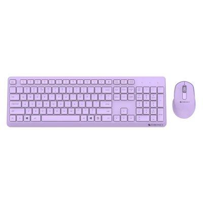 Zebronics Companion 200 Wireless Combo With Silent Operation Mouse, Full Size Keyboard (Purple) 1 set