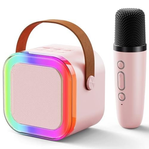 Kids Wireless Karaoke Speaker Set with Fun Voice Changer & Dynamic LED Party Lights