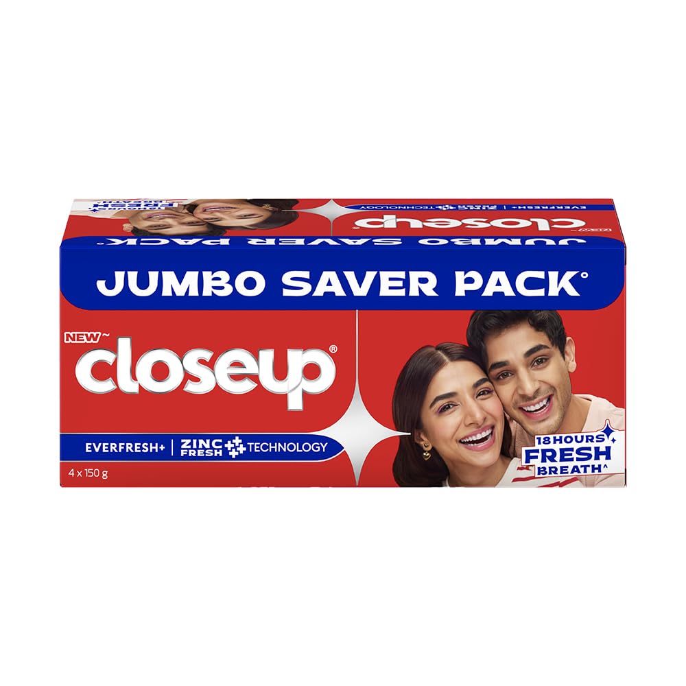 Close Up Toothpaste | Long lasting 18 Hours Of Fresh Breath & White Teeth - 600g (Pack of 4)