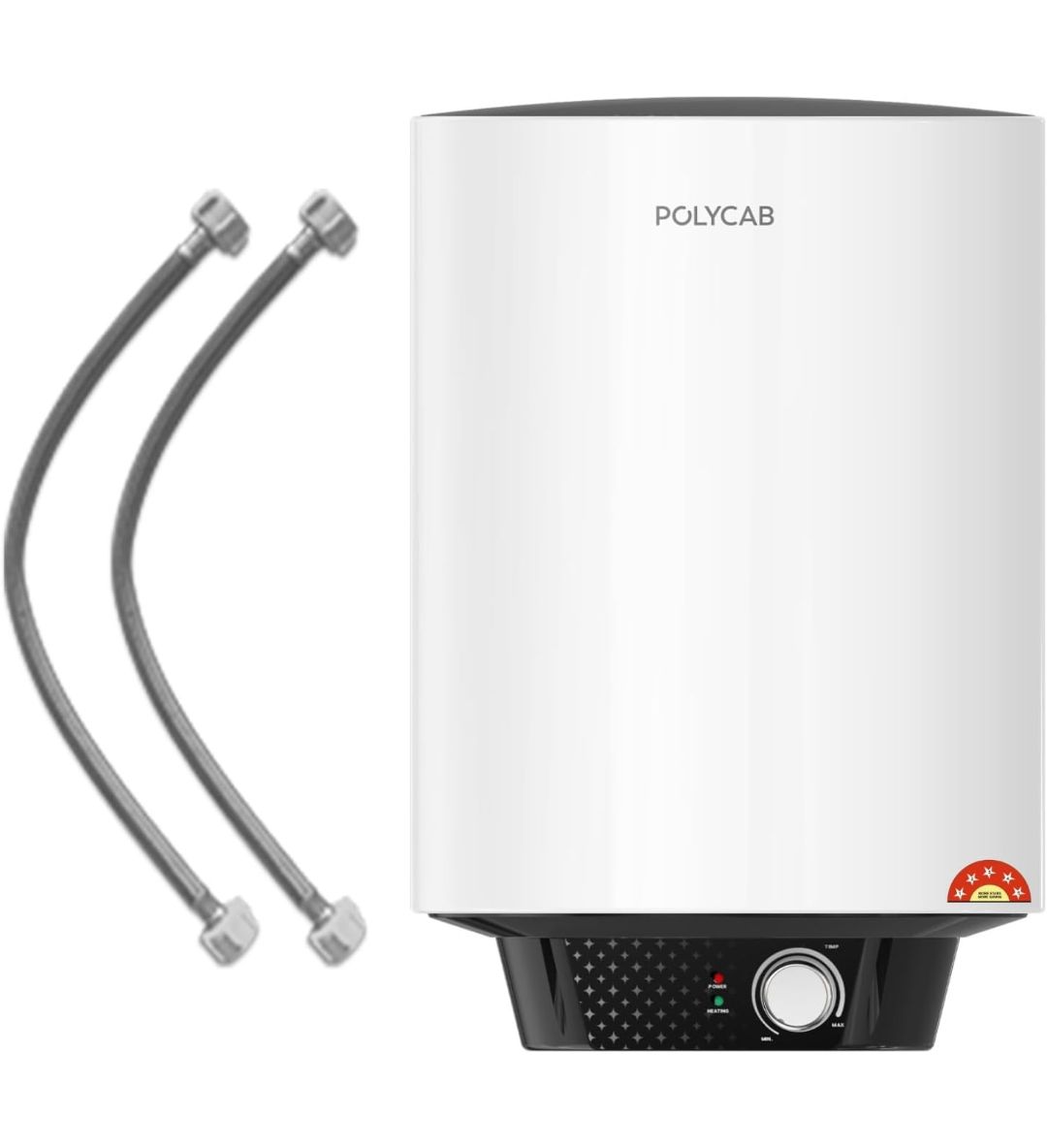POLYCAB Celestia Prime 5-Star 15 Litre Water Heater (Geyser) | Free Connecting Pipe | 5-Year Tank Warranty by POLYCAB | Temperature Control Knob | Faster Heating, Shock ResistantWhite