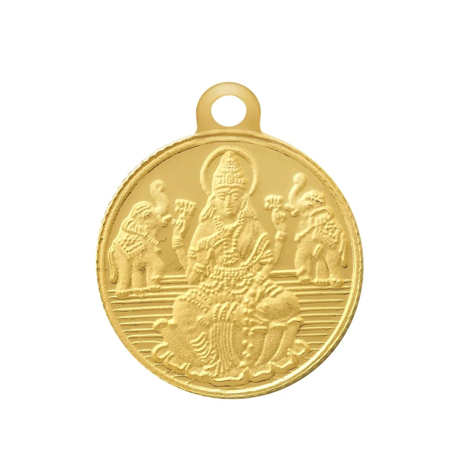 Bangalore Refinery 2 Gram Round Lakshmi 24k (999) Gold Pendant (without Hook)