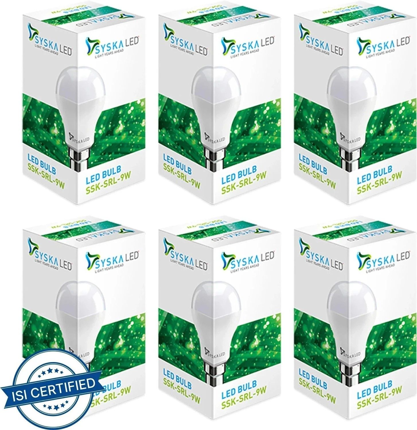 Syska 9 W Basic Standard B22 LED Bulb (White, Pack of 6)