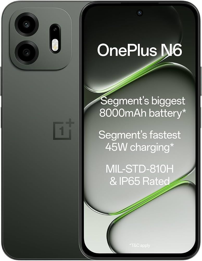 OnePlus N6 | 4GB+128GB | Midnight Green | Segment's Biggest 8000mAh Battery | Segment's Fastest 45W Charging | 48-Month Smoothness