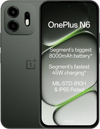 OnePlus N6 | 4GB+128GB | Midnight Green | Segment's Biggest 8000mAh Battery | Segment's Fastest 45W Charging | 48-Month Smoothness