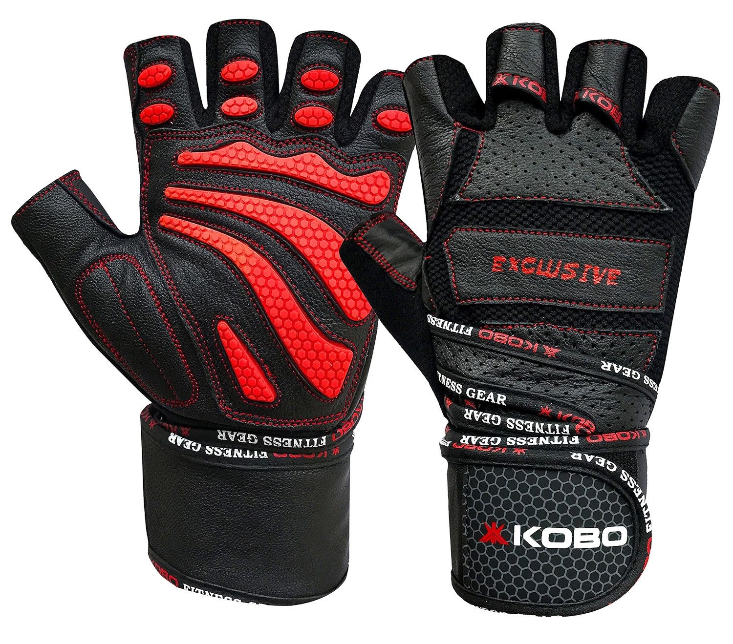 Kobo WTG-13 Professional Leather Gym Gloves for Fitness/Functional Training