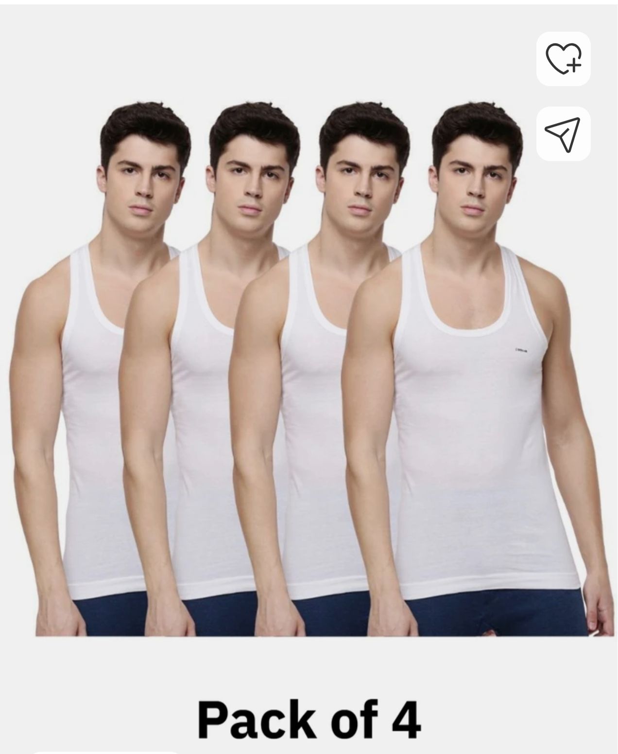 Dollar Pack of 4 Dollar Lehar Men Combed Cotton Round Neck Vest