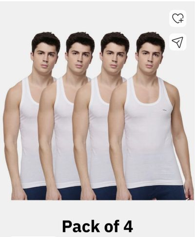 Dollar Pack of 4 Dollar Lehar Men Combed Cotton Round Neck Vest