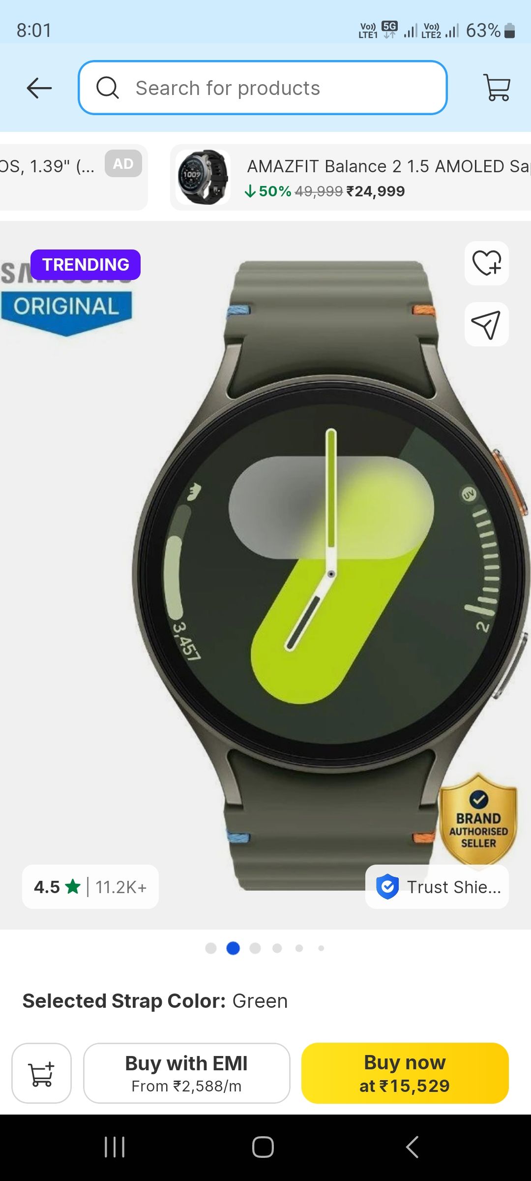 Samsung Galaxy Watch7 at ₹ 15,529 (excluding bank discount)