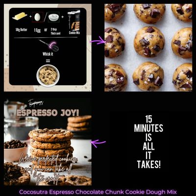 COCOSUTRA Cookie Dough Mix Pack of 4 | Cookie Monster Bundle | 100% Natural & Vegan | 3 Easy Steps for Perfect Cookies - Mix, Scoop & Bake