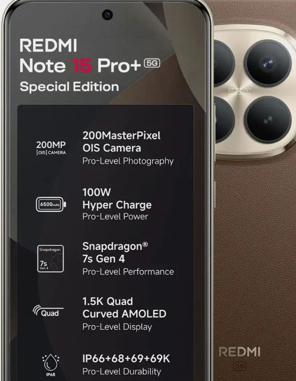 REDMI Note 15 Pro+ 5G Special Edition Coffee Mocha 16GB RAM 512GB ROM (Coffee Mocha, 512 GB) (16 GB RAM) with cc