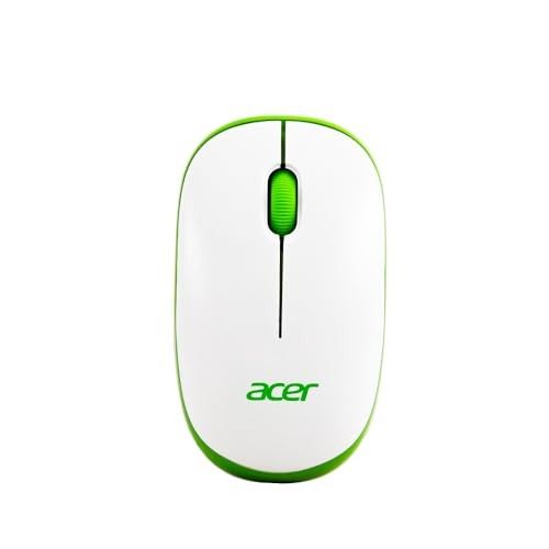 acer Flow Wireless Mouse | 1600 DPI Optical Sensor | 2.4GHz Wireless with USB Nano Receiver | Ergonomic Lightweight Design | Smooth Tracking for Laptop, PC & Mac - White/Green