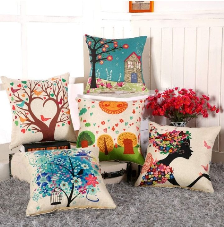 AEROHAVEN Cotton 175TC Cushion Cover, 12 x 12 Inch, Multicolour, Set of 5