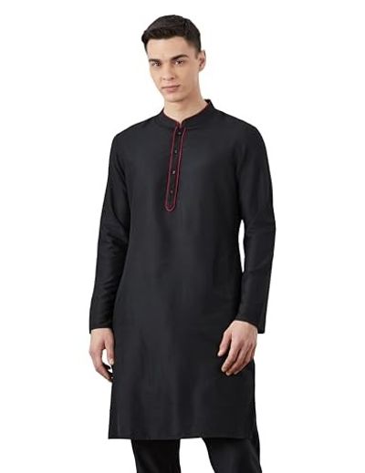 Amazon Brand - Symbol Men Festive Solid Long Kurta (Regular Fit)