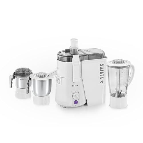 Sujata Powermatic Maxima Juicer Mixer Grinder|900 Watts Double Ball Bearing Motor| (White)