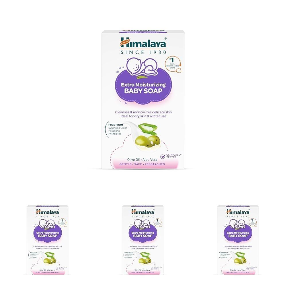 Himalaya Extra Moisturizing Baby Soap for Dry Skin | B3G1-125g Helps Lock In Moisture With Aloe-Milk Moisture Complex of Almond & Olive Oil | Clinically Tested | No. 1 Doctor Recommended Brand