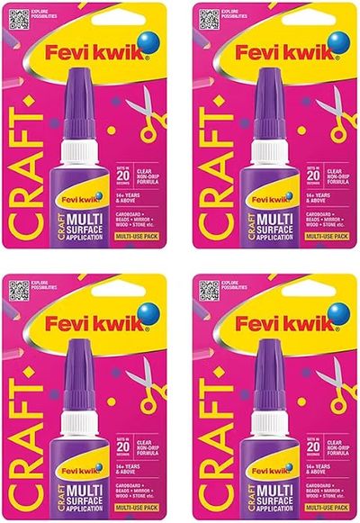 Fevikwik Craft 6 GM | Instant glue for crafting | Multi surface application | Clear non drip formula (Pack of 4)