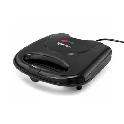 Amazon Basics 2-Slice Sandwich Maker 750W | Non-Stick Coated Plates | Thermostatic Temperature Control | Cool-Touch Handle | Power & Ready Indicator Lights