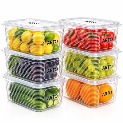 Arto Kitchen Storage Container Box Set of 6 - Multipurpose Food Storage Kitchen Organizer for Fridge & Pantry - Stackable, Airtight, BPA Free, Durable Food Grade Box for Rice, Dal, Snacks & Meal Prep