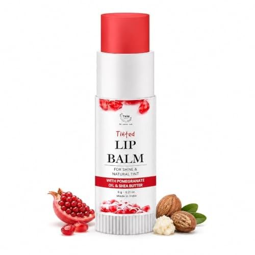 TNW-The Natural Wash Pomegranate Multipurpose Tinted Lip Balm for Dry & Chapped Lips- Red, 6g | 100% Natural Red Tint Add Glossy Sheen on Lips for long-lasting with Shea Butter & Vitamin E