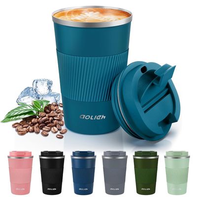 Thermal Travel Mug 380ml | Leak Proof Lid | Insulated Stainless Steel | Hot Cold | Blue
