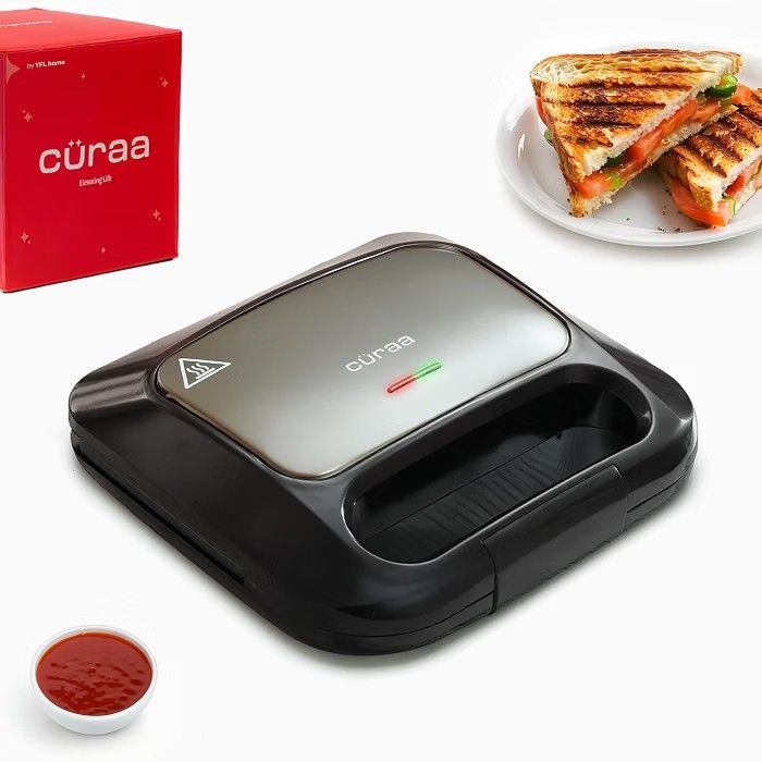 CÜRAA Grill Neo Electric Sandwich Griller & Toaster | By Celebrity Chef Sanjyot Keer | Non-Stick, 2-Slice, 1000W