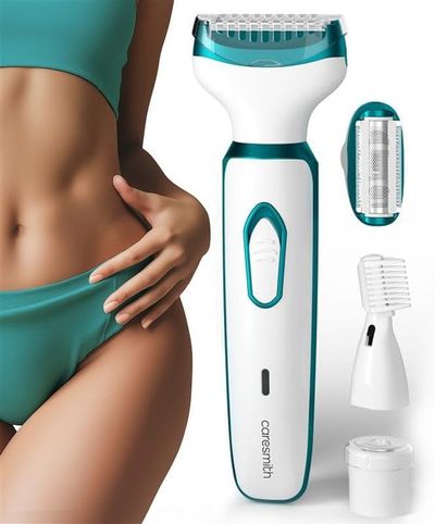 Caresmith Bloom 6 in 1 Face & Body Hair Trimmer for Women | 3 Heads- Body Trimmer & Shaver, Face Trimmer & Eyebrow Trimmer | Rechargeable | Hair Removal Machine for Women, Green