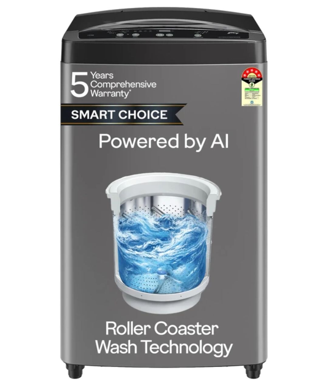 Godrej 7 kg Zero Pressure Technology Fills Tub 60% Faster, Fabrisafe Steel Drum Fully Automatic Top Load Grey, Black (WTEON ALP 70 5.0 FDUN GPGR)