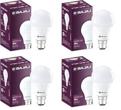 Bajaj Ivora HB 12W LED Bulb B22 (Pack of 4, CDL) | UV & IR Free | 1 Year Warranty