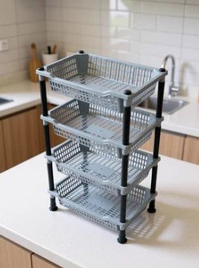 VM BOND 4xl Jumbo grey trolley Plastic Fruit & Vegetable Basket