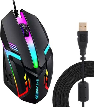 ENTWINO F-1 Gaming Mouse Wired For Computer Braided Wired Ambidextrous Optical Gaming Mouse (USB 2.0, Black)