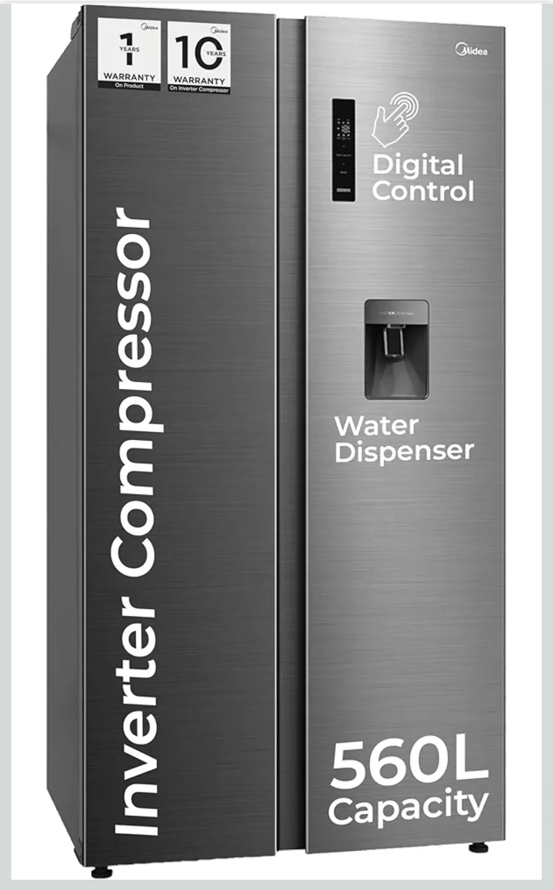 Midea 560 L Side by Side Refrigerator, Inverter Compressor, Multi Air Flow Cooling