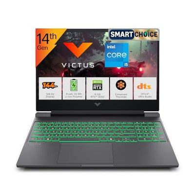 HP Smartchoice Victus, 14th Gen Intel Core i5-14450HX, 6GB RTX 3050, 24GB DDR5(Upgradeable) 512GB SSD, 144Hz, 300 nits, 15.6''/39.6cm, Win11, Office 24, Mica Silver, 2.3kg, fa2303/15tx, Gaming Laptop
