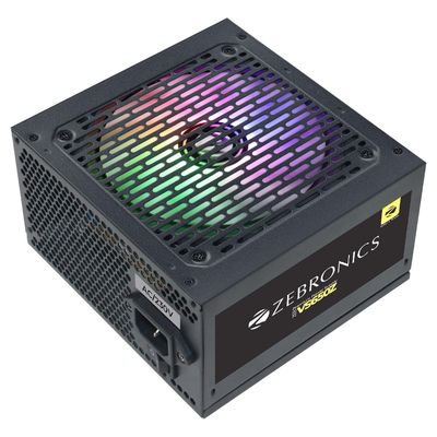 Zebronics Premium Power Supply, Long Flat Cables, Silent 120mm Fan 12V 45A, 6+2 PCIe, 4+4 CPU, 4 x SATA, 2 x MOLEX, Multicolor LED Light, Built-in Protections (VS650Z)