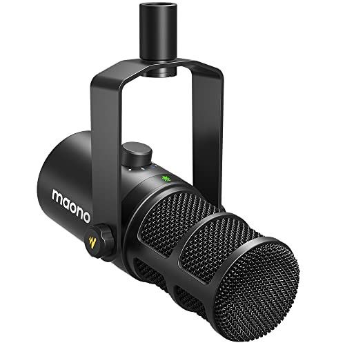 MAONO Dynamic Microphone, USB/XLR Podcast PC Microphone with Software, EQ,Tap-to-Mute, Headphone Jack, Gain Knob & Volume Control, Studio Mic for Broadcast, Recording, Streaming & Gaming PD400X Black
