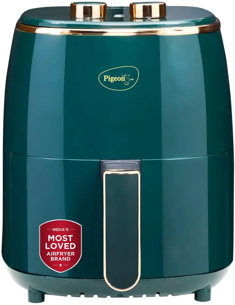 Pigeon Healthifry Manual with 360 High Speed Air Circulation Technology 1200 W with Non-Stick Basket - Green Air Fryer (4.2 L)
