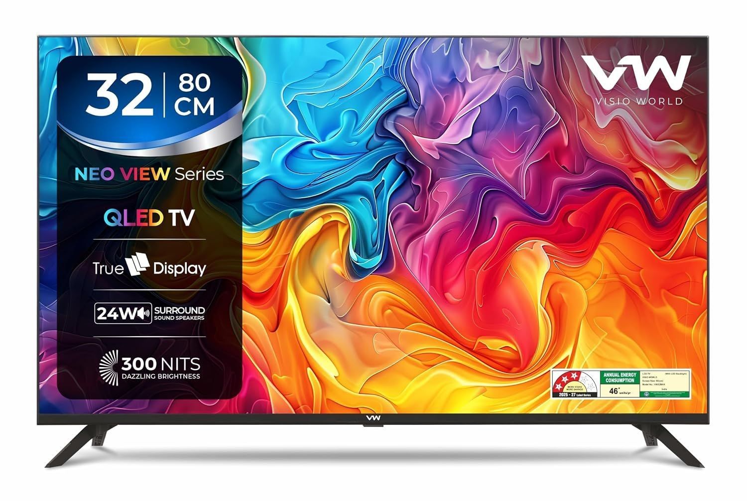 VW 80 cm (32 inches) Frameless Series HD Ready QLED TV