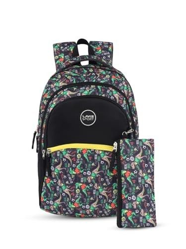 Lavie Sport Fossil Backpack | 22 Liters | Rain Cover | Gift for Boys & Girls