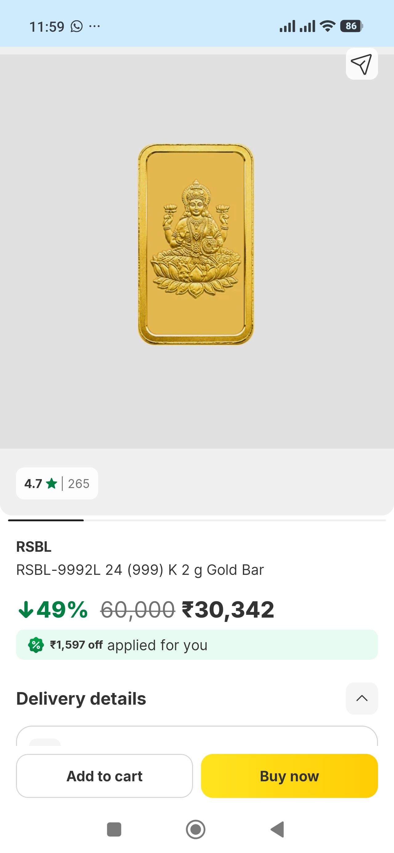 RSBL gold bars at discount