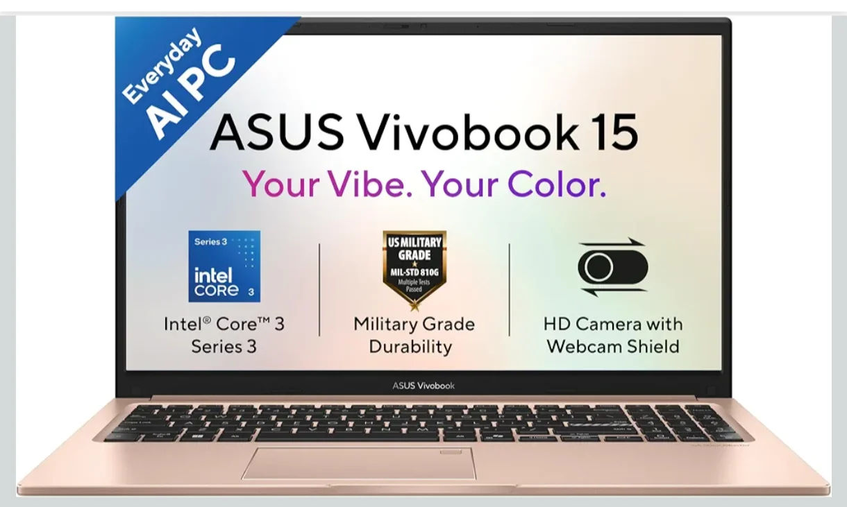 ASUS Vivobook 15 (2026),Intel Core 3 304 (Series 3-Latest Gen),Fingerprint Sensor,8GB RAM,256GB SSD,FHD,15.6"(39.6 cm),Win 11,M365 Basic(1Y),Office 2024,Terra Cotta,1.7 Kg,X1504MA-BQ907WS,AI Laptop