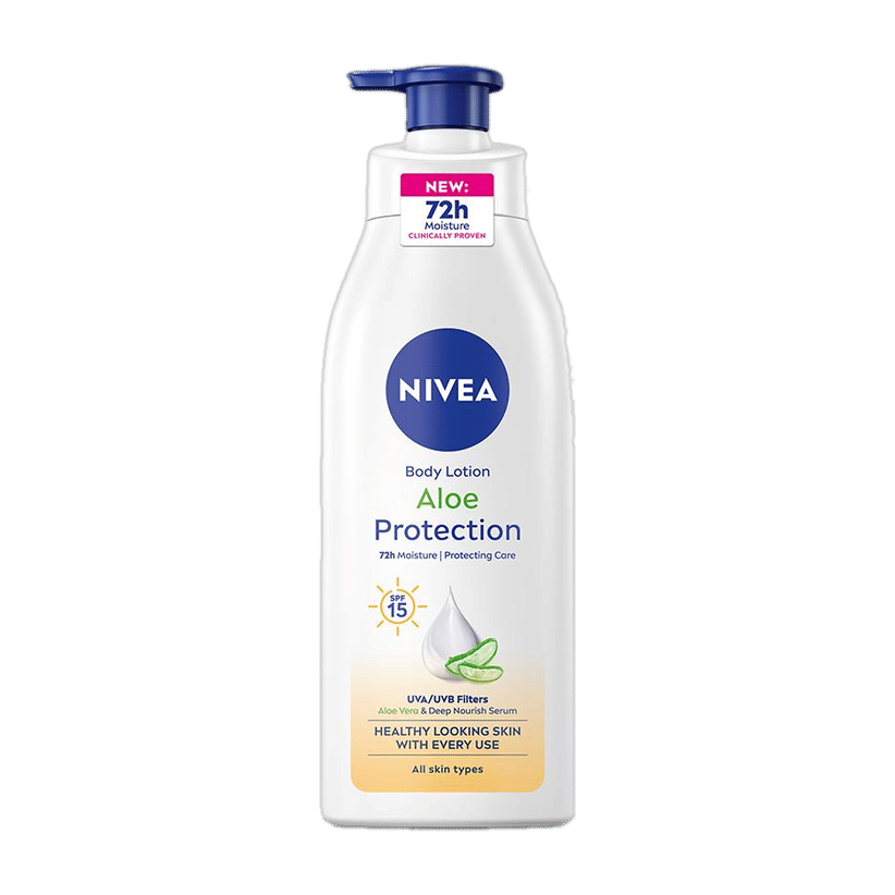 NIVEA Aloe Protection, Hydrating Moisturizer Body Lotion, Natural Aloe Vera & SPF 15 (400 ml)