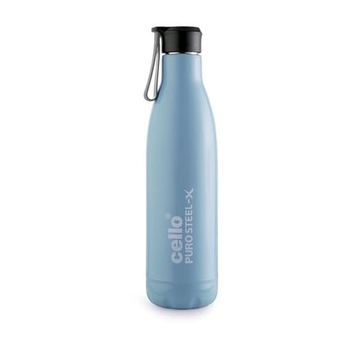 CELLO Puro Steel-X Neo 900 Insulated Water Bottle 720 ml, Blue | Food Grade Inner Steel, BPA Free, PU Insulated Keeps Beverages Hot & Cold for Long Hours | Ideal for Office, Travel, Trekking & Gym