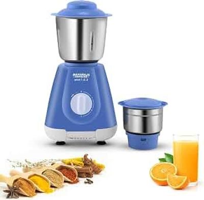 Maharaja Whiteline Smart 123 Mixer Grinder | 500-watt | 20000 RPM Motor Speed | Air Ventilation System | Stainless-Steel Jars & Blades | Unique Jar Flow Breakers| 2 Year Motor Warranty |Blue