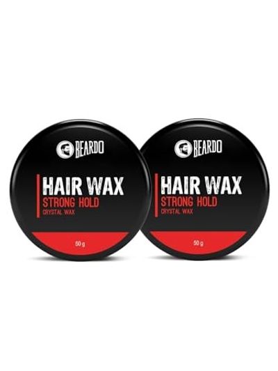 Beardo Stronghold Crystal Hair Wax for Men | Strong Hold & Glossy Finish Styling Wax (50g, Pack of 2)